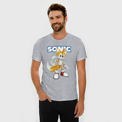 Футболка slim-fit Майлз Тейлз Прауэр Sonic Видеоигра, цвет: меланж — фото 2