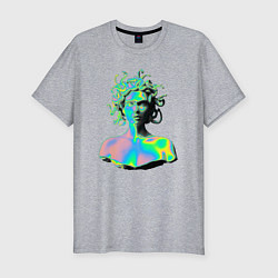 Футболка slim-fit Gorgon Medusa Vaporwave Neon, цвет: меланж