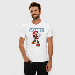 Футболка slim-fit Knuckles Echidna Sonic Video game Ехидна Наклз Вид, цвет: белый — фото 2