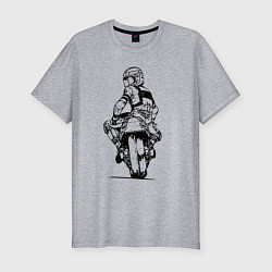 Мужская slim-футболка Крутой мотоциклист