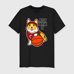 Мужская slim-футболка JUST DUNK IT корги
