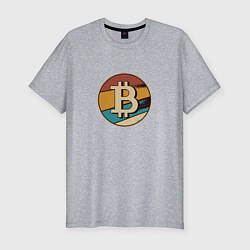 Футболка slim-fit Биткоин в стиле ретро Retro Bitcoin, цвет: меланж