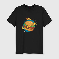 Футболка slim-fit Бургер Планета Planet Burger, цвет: черный