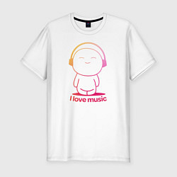 Мужская slim-футболка I love music цветная