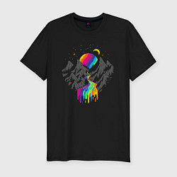 Футболка slim-fit Разноцветное солнце в горах Multicolored sun in th, цвет: черный