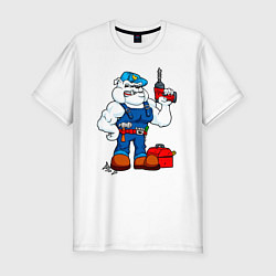 Мужская slim-футболка Бульдог с дрелью и инструментами