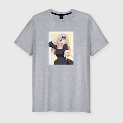 Футболка slim-fit Chika Fujiwara - Shuki Shuki Doki Doki art, цвет: меланж