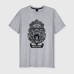 Мужская slim-футболка Горилла в стиле Мандала Mandala Gorilla