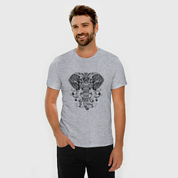 Футболка slim-fit Слон в стиле Мандала Mandala Elephant Be Strong, цвет: меланж — фото 2