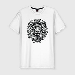 Мужская slim-футболка Лев в стиле Мандала Mandala Lion