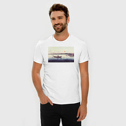 Футболка slim-fit Boats and Setting Sun Лодки на закате, цвет: белый — фото 2