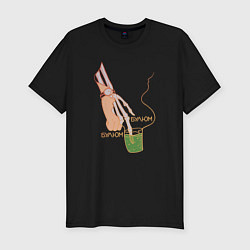 Футболка slim-fit Булюм-булюм цветной, цвет: черный