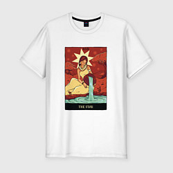 Футболка slim-fit Звезда карта Таро The Star Tarot Card, цвет: белый