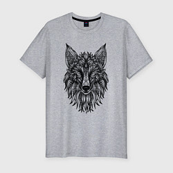 Футболка slim-fit TRIBAL MANDALA FOX ПЛЕМЕННАЯ ЛИСА МАНДАЛА, цвет: меланж