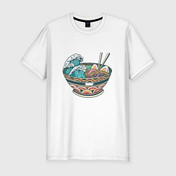 Футболка slim-fit Great Wave Ramen Большая Волна Рамен, цвет: белый