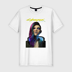 Футболка slim-fit Cyberpunk 2077 - Girl grillz, цвет: белый