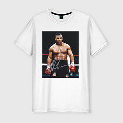 Футболка slim-fit Майк Тайсон Фото с авторгафом Mike Tyson, цвет: белый