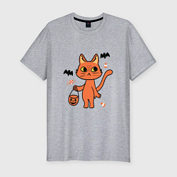 Футболка slim-fit CAT FOR HALLOWEEN, цвет: меланж