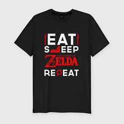 Мужская slim-футболка Надпись Eat Sleep Zelda Repeat