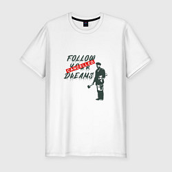 Футболка slim-fit Follow your dreams зачёркнуто надписью Cancelled, цвет: белый