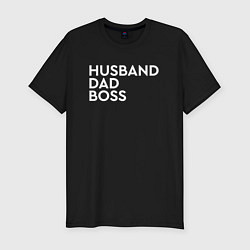 Мужская slim-футболка Husband, dad, boss