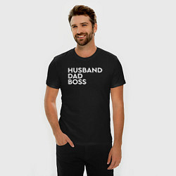 Футболка slim-fit Husband, dad, boss, цвет: черный — фото 2