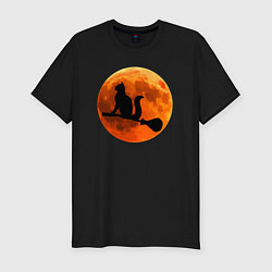 Футболка slim-fit Halloween Cat, цвет: черный