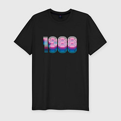 Футболка slim-fit 1988 Год Ретро Неон, цвет: черный