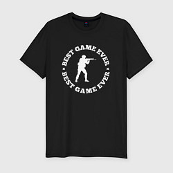Мужская slim-футболка Символ Counter Strike и круглая надпись Best Game