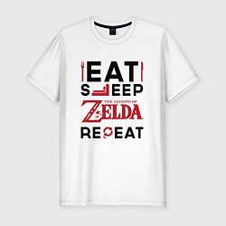 Мужская slim-футболка Надпись: Eat Sleep Zelda Repeat