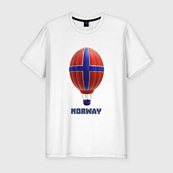 Мужская slim-футболка 3d aerostat Norway flag