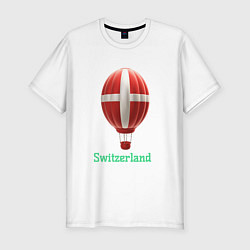 Мужская slim-футболка 3d aerostat Switzerland flag