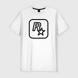 Футболка slim-fit Логотип Rockstar games чб, цвет: белый