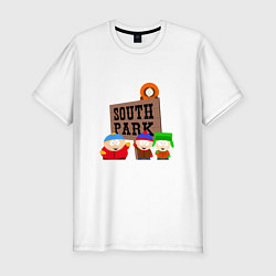 Мужская slim-футболка Южный парк артлоготип