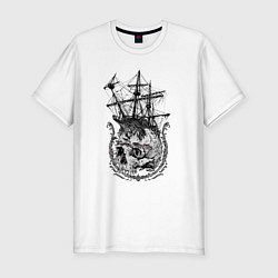 Футболка slim-fit The frigate and the Pirates Skull, цвет: белый