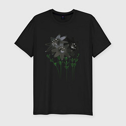 Футболка slim-fit Flowers black light, цвет: черный