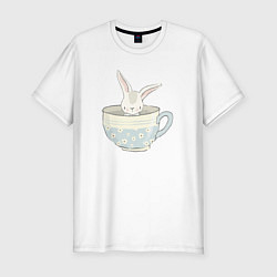 Футболка slim-fit Кролик в чашке, цвет: белый