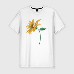 Футболка slim-fit Branch With a Sunflower Подсолнух, цвет: белый