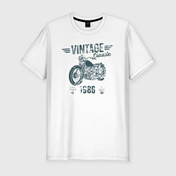 Мужская slim-футболка Винтажная классика 1986 мотоцикл