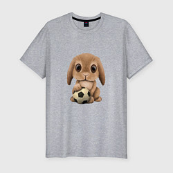 Мужская slim-футболка Футбол - Кролик