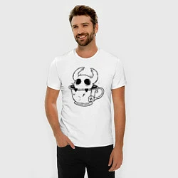 Футболка slim-fit Hollow Knight рыцарь в чашке, цвет: белый — фото 2