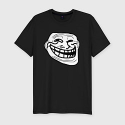 Футболка slim-fit Тролльфейс улыбается мем, цвет: черный