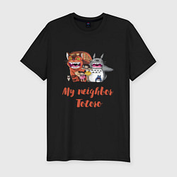 Мужская slim-футболка Мой сосед Тоторо - персонажи