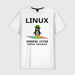 Мужская slim-футболка Пингвин линукс