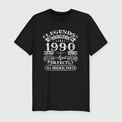Мужская slim-футболка Легенда рожденная в 1990 году