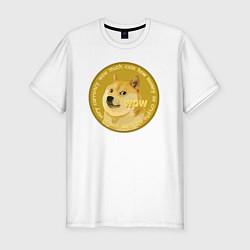 Мужская slim-футболка Иронизирующая монета с Доге