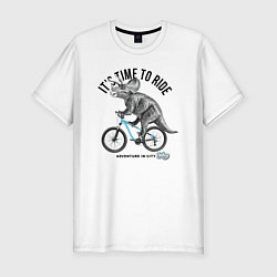 Футболка slim-fit Путешествие на велосипеде, цвет: белый