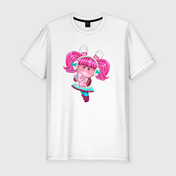 Мужская slim-футболка Маленькая девочка с розовыми волосами