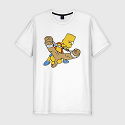 Мужская slim-футболка Хулиган Барт Симпсон целится из рогатки