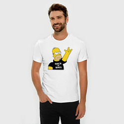 Футболка slim-fit Гомер Симпсон - Rock n Roll, цвет: белый — фото 2